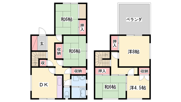 田寺東一丁目貸家の物件間取画像